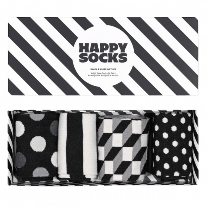 Happy Socks 4 Pack Gift Set Classic Black &amp; White Socks