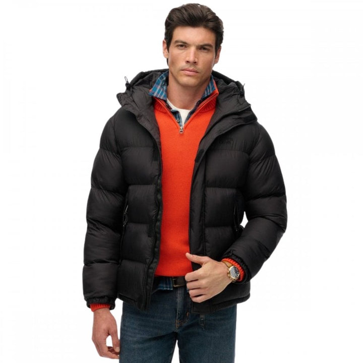 Superdry Black Puffer Jacket With Hood