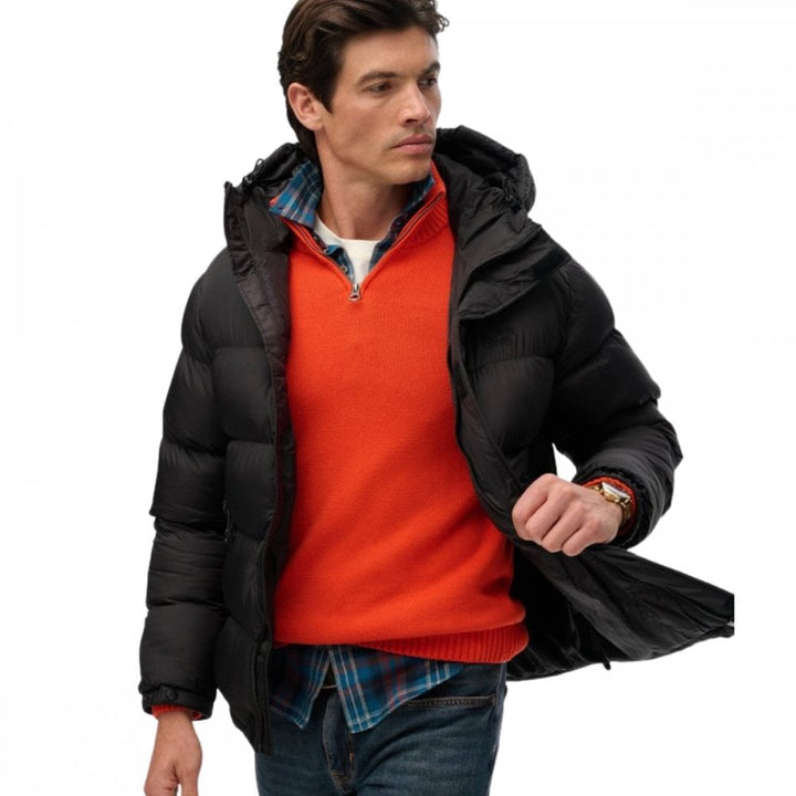 Superdry Black Puffer Jacket With Hood