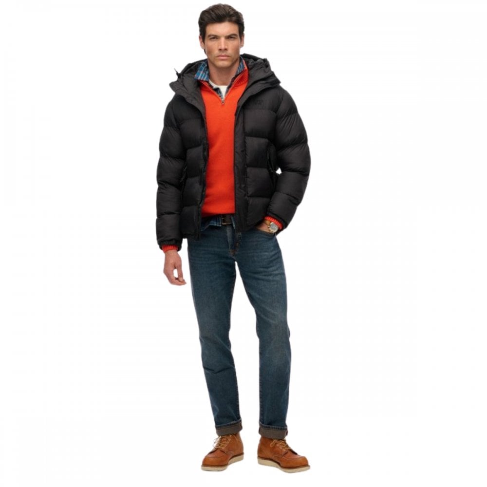 Superdry Black Puffer Jacket With Hood