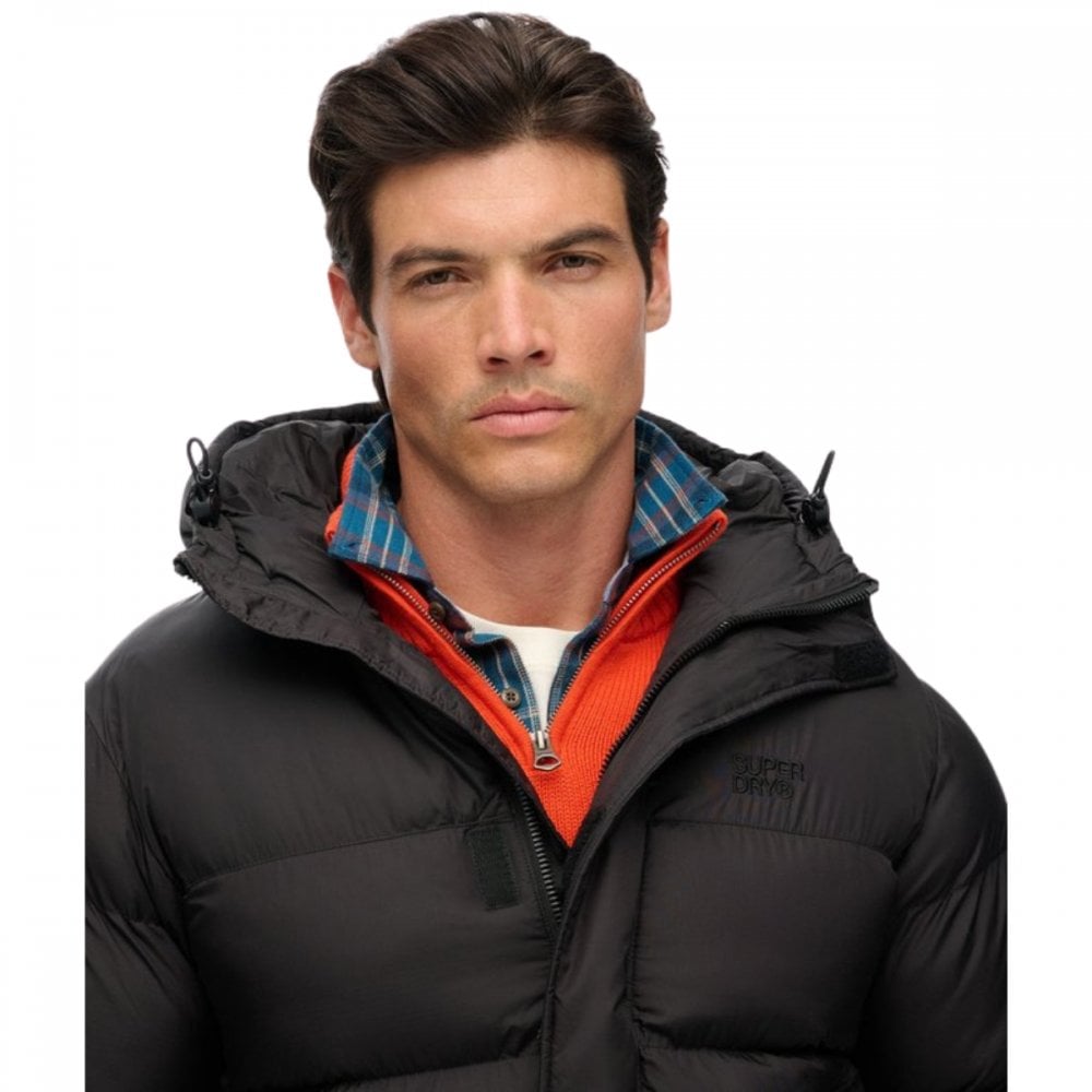 Superdry Black Puffer Jacket With Hood