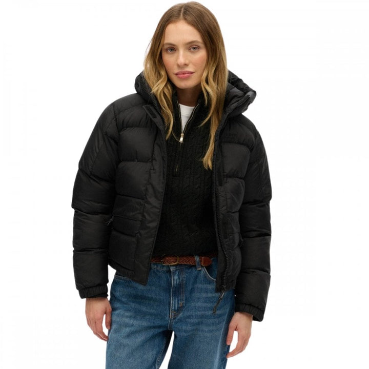 Superdry Black Puffer Jacket With Hood