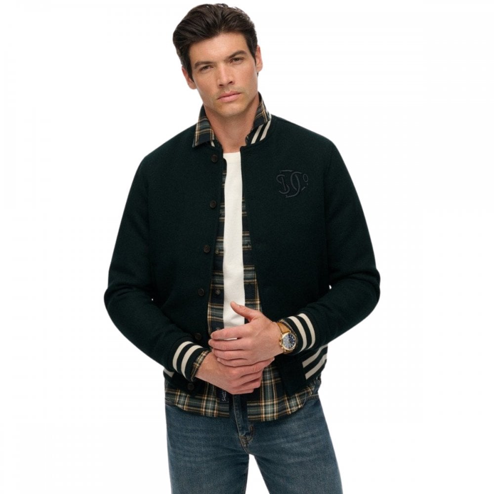 Superdry Varsity Monogram Wool Bomber Jacket