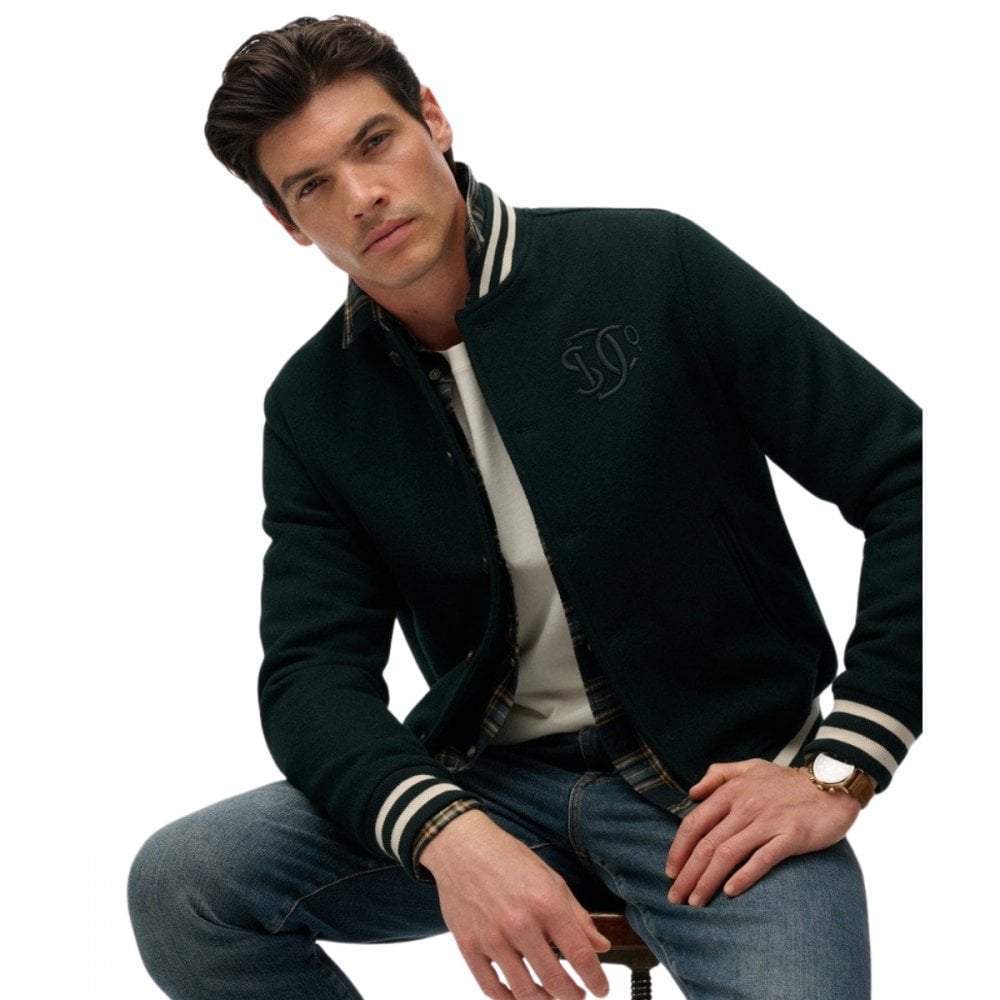 Superdry Varsity Monogram Wool Bomber Jacket