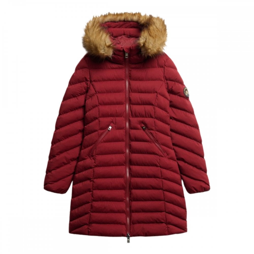 Superdry Fuji Faux Fur Hood Mid Length