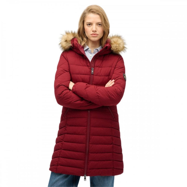 Superdry Fuji Faux Fur Hood Mid Length