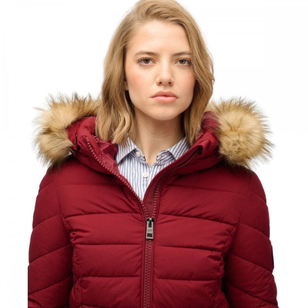Superdry Fuji Faux Fur Hood Mid Length
