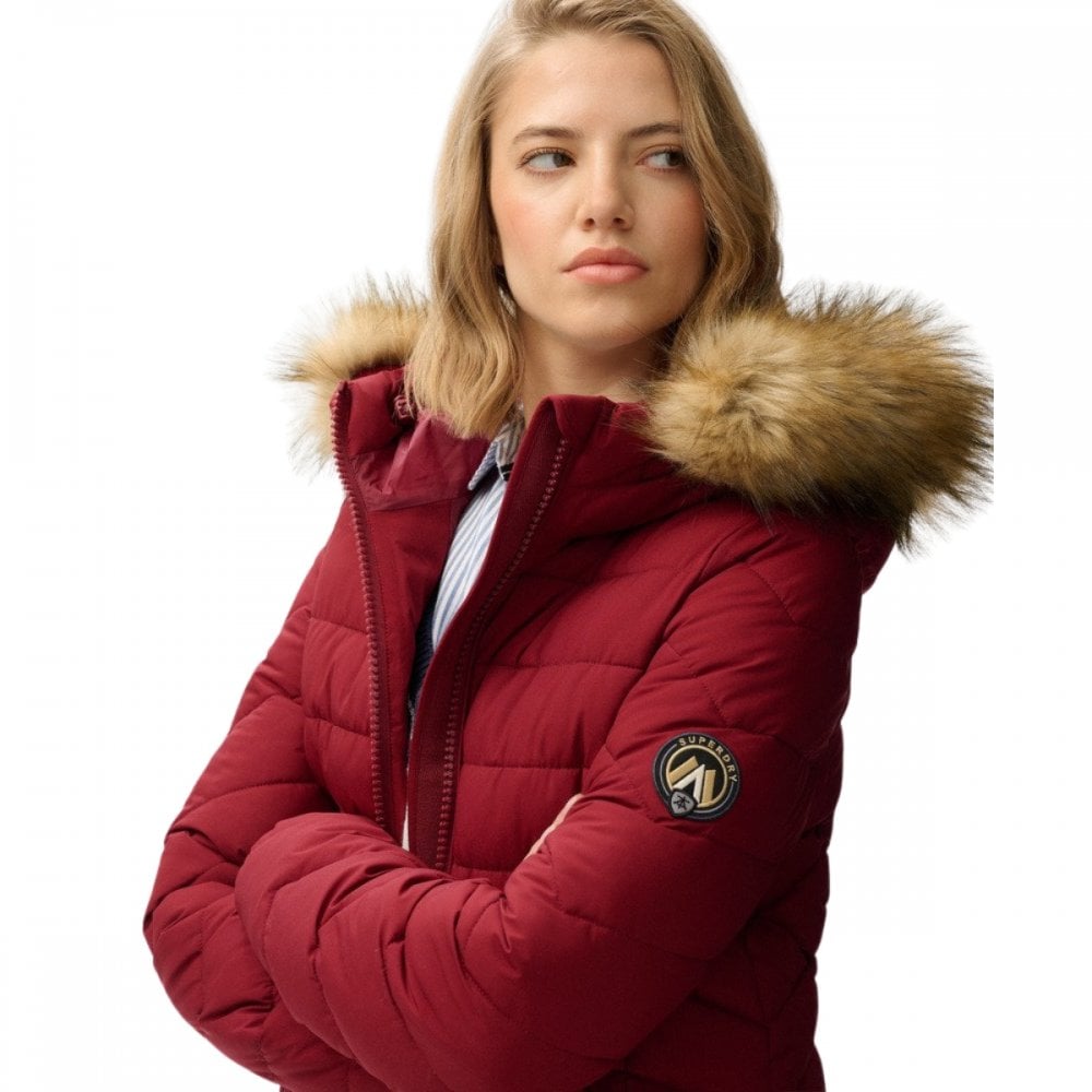 Superdry Fuji Faux Fur Hood Mid Length