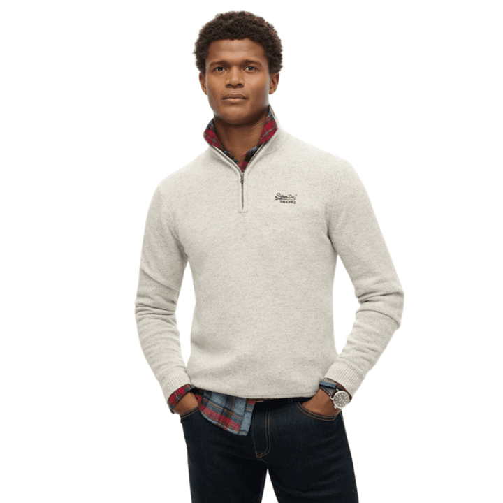 Superdry Essential Embroidered Knitted Half Zip Jumper