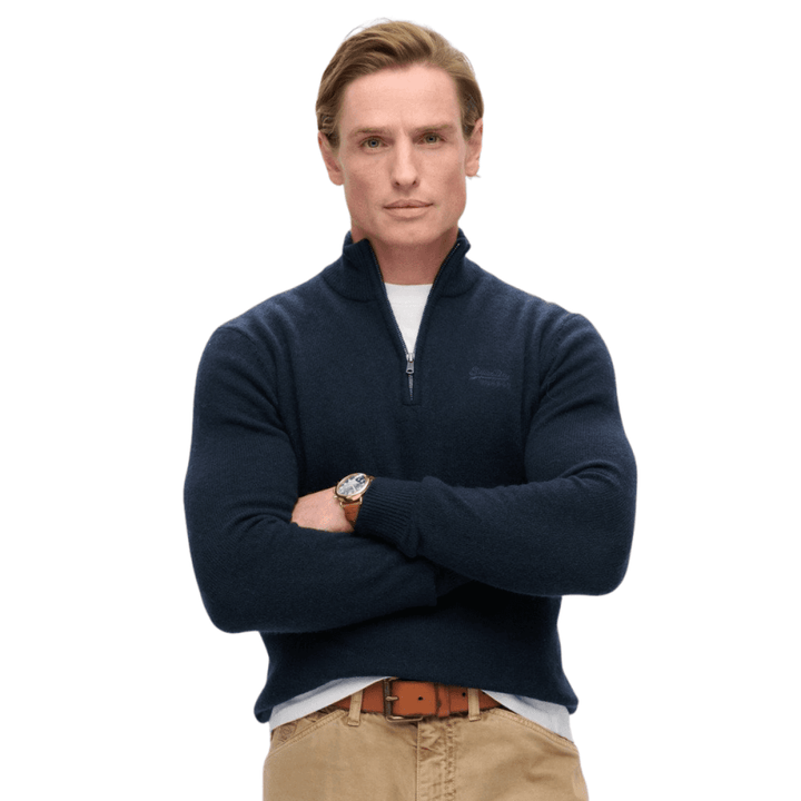 Superdry Essential Embroidered Knitted Half Zip Jumper