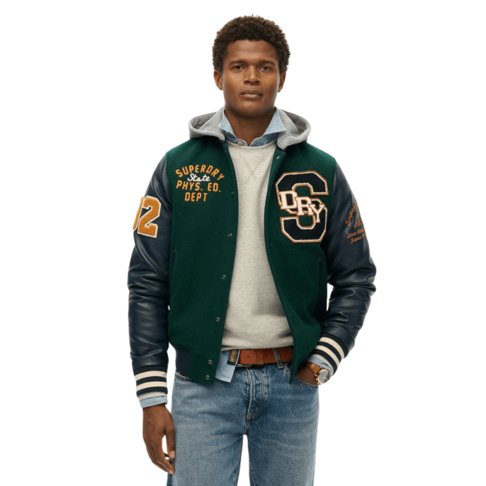 Superdry Hooded College Patched Bomber Jacket