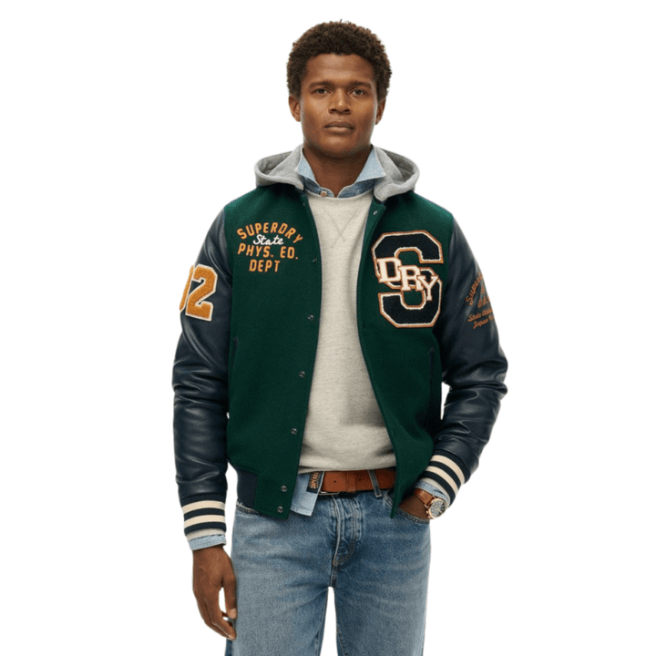 Superdry Hooded College Patched Bomber Jacket