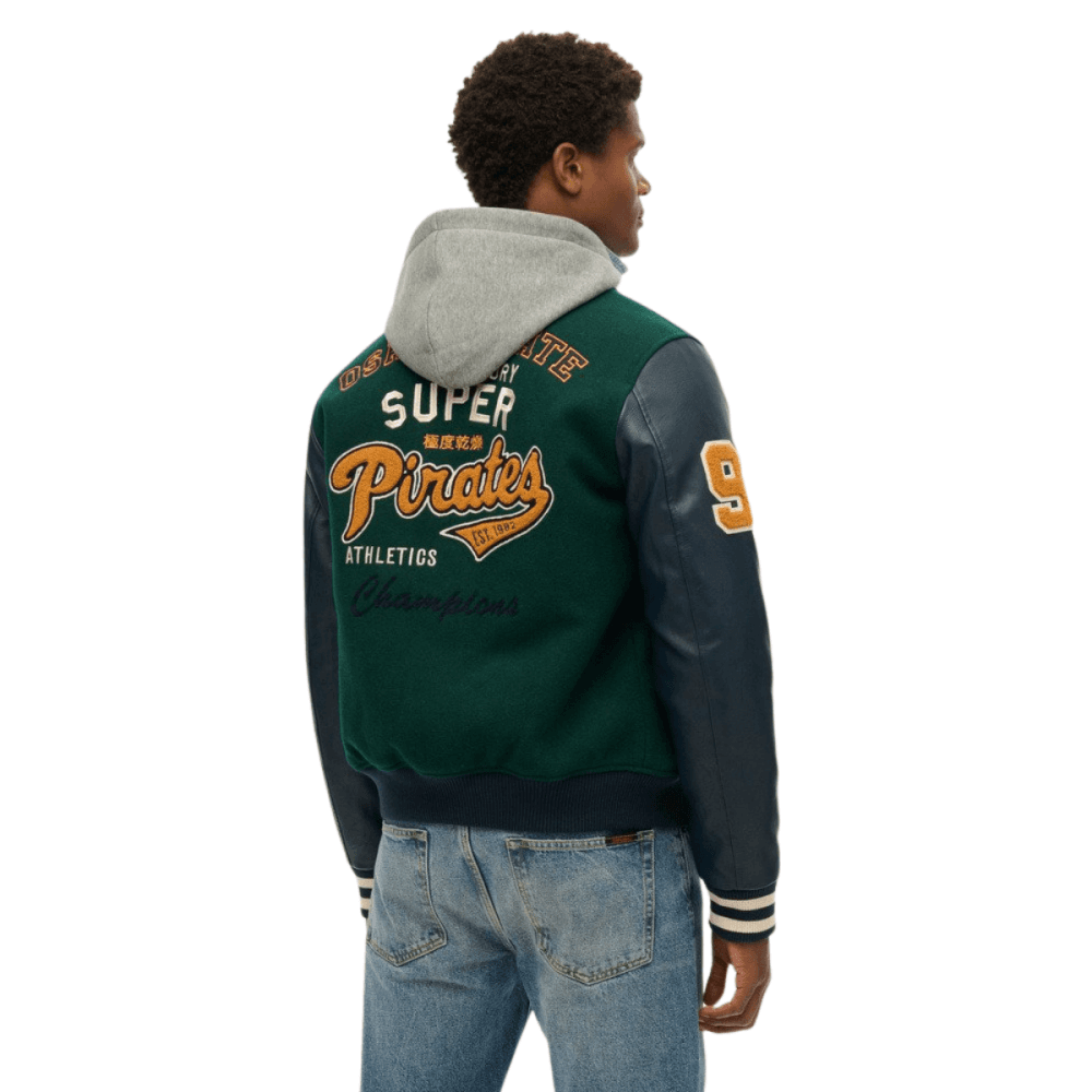 Superdry Hooded College Patched Bomber Jacket