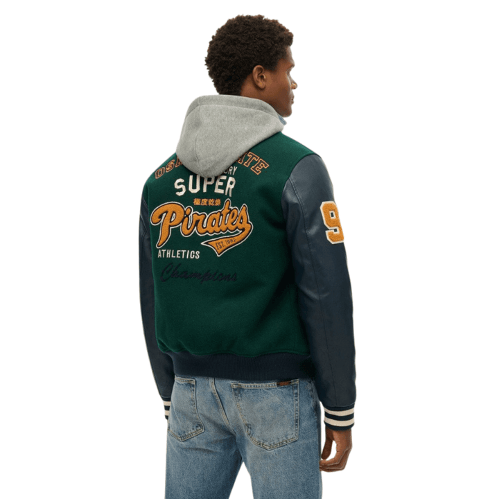 Superdry Hooded College Patched Bomber Jacket