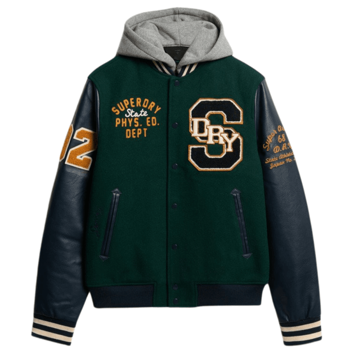 Superdry Hooded College Patched Bomber Jacket