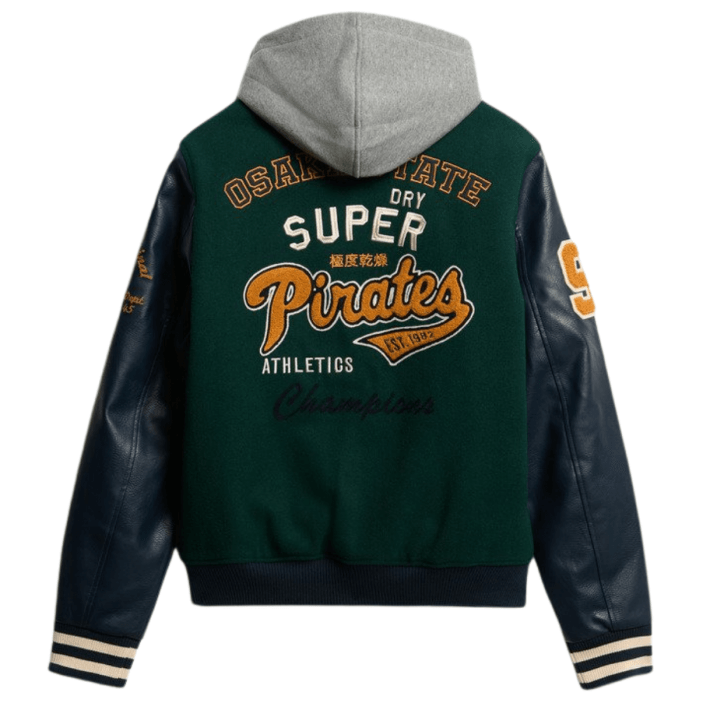 Superdry Hooded College Patched Bomber Jacket