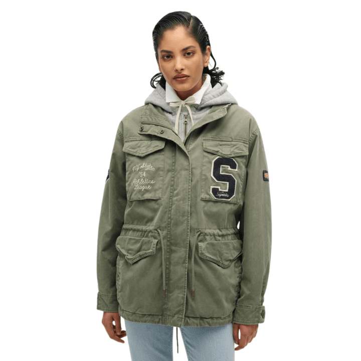Superdry Womens Jersey Hooded Emb Military Jacket
