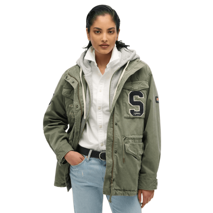 Superdry Womens Jersey Hooded Emb Military Jacket