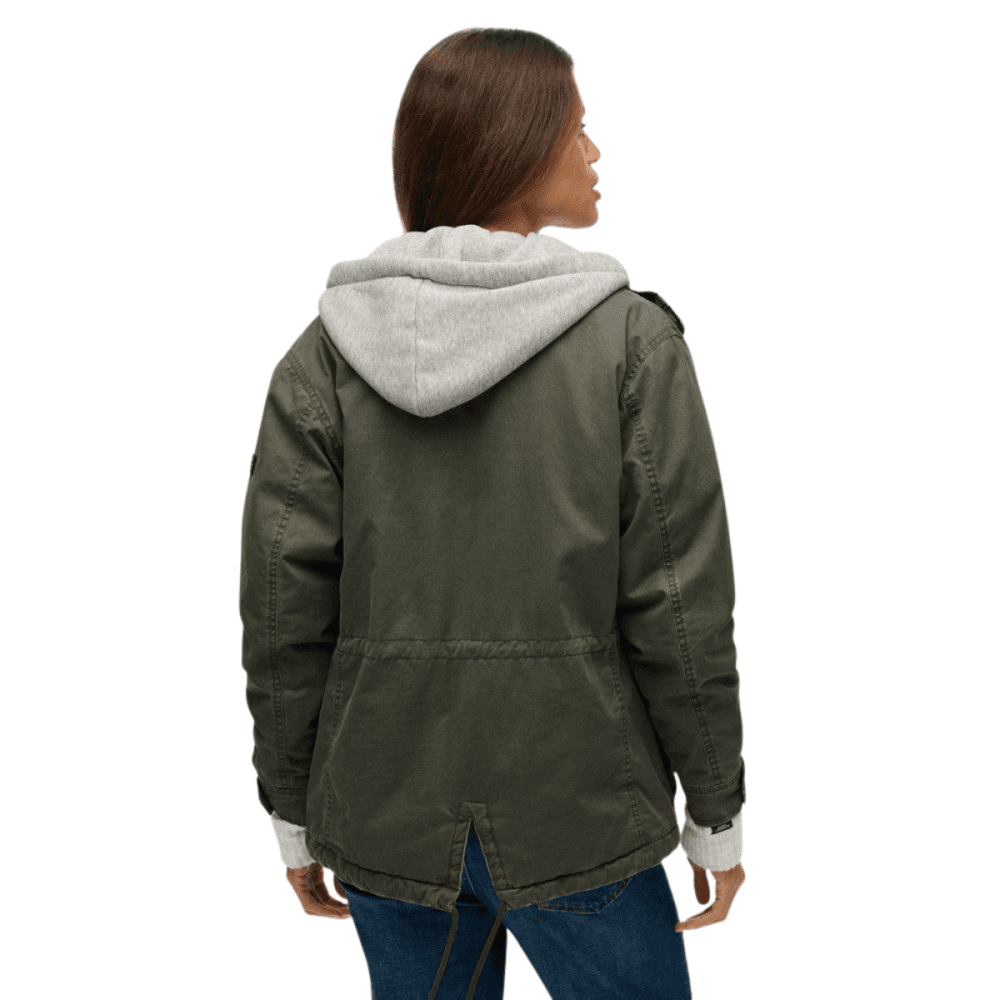 Superdry Womens Jersey Hood Military Borg Jacket