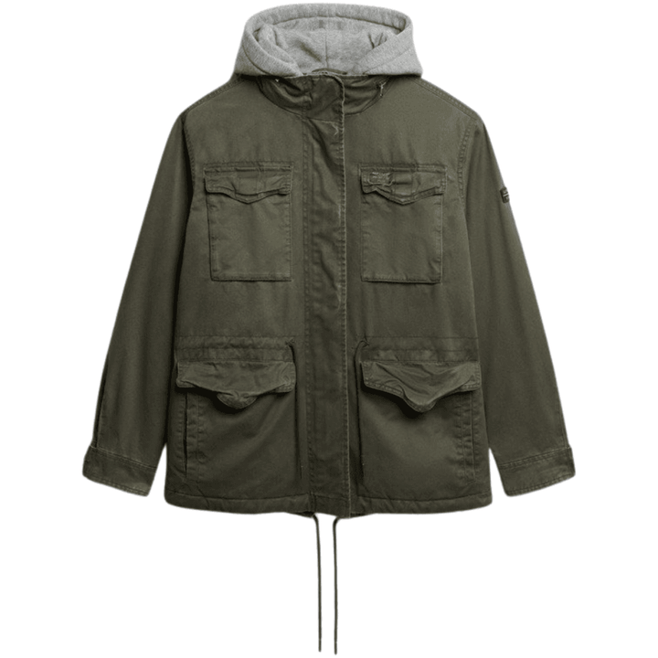 Superdry Womens Jersey Hood Military Borg Jacket