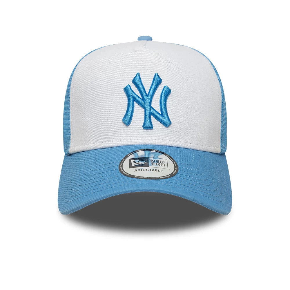 New Era New York Yankees MLB League Essential Pastel Blue 9FORTY A-Frame Trucker Adjustable Cap